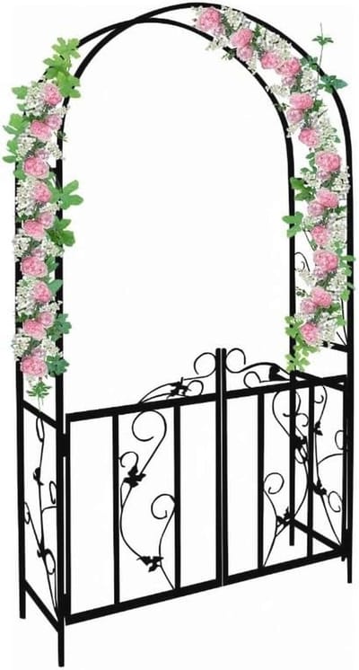 Metaal Rozenboog met Deur - 230 x 37 x 114 cm - Weerbestendige Klimhulp voor Tuin