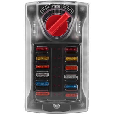 Boîte à Fusibles 12 Circuits Voyant Lumineux Utilisation Voiture Yacht Universel Marin Bateau Étanche à la Poussière gray