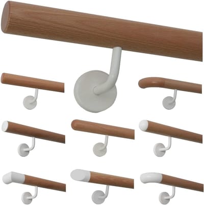 Beuken Trapleuning - Gelakte Leuning - Veilig Traplopen - Incl. Houders & Eindstukken - 200 cm Lengte - Wit