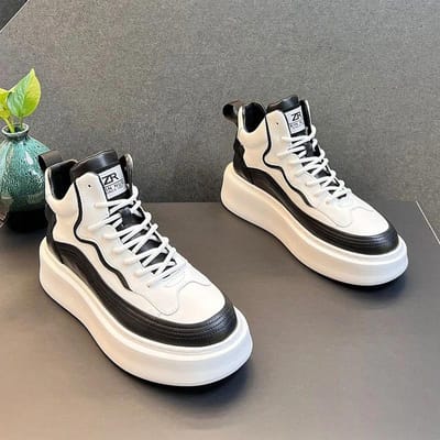 Lente Nieuwe Heren Ademend Wit Zacht Leer Schoenen Koreaanse Editie Campus Brood Schoenen Mode Casual Sport Hardloopsneakers 44 zwart
