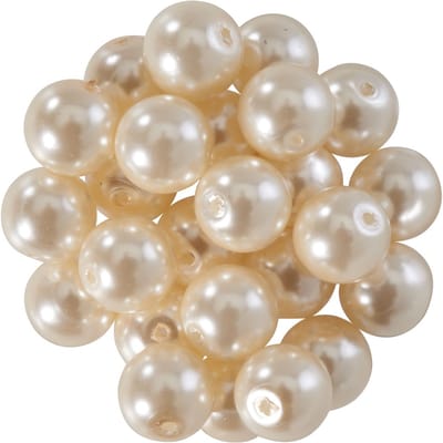 Glazen waskralen, Ø 8mm, 25st., goudgeel (lichtoranje) - Parelwit