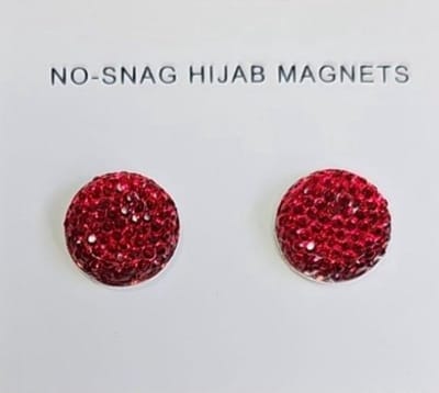 2x Hoofdoek Magneet - Magnetische Broche - Magneetbroche - Sjaal - Hijab Accessoires - Abaya - 14mm - Set 2 Stuks - Rood