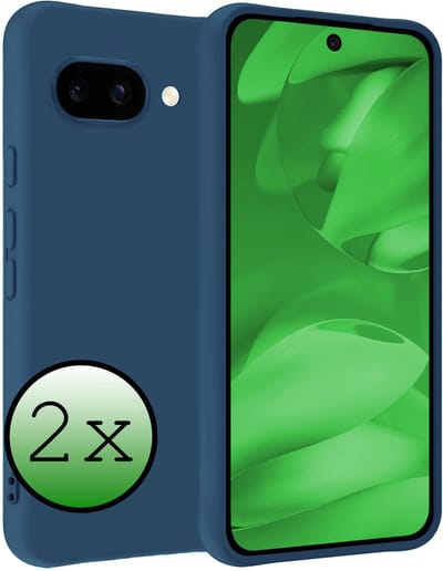Hoesje 2 Stuks - Geschikt voor Google Pixel 9a - Sterk & Shockproof - Case Siliconen - Back Cover - Telefoon Hoes - Donkerblauw
