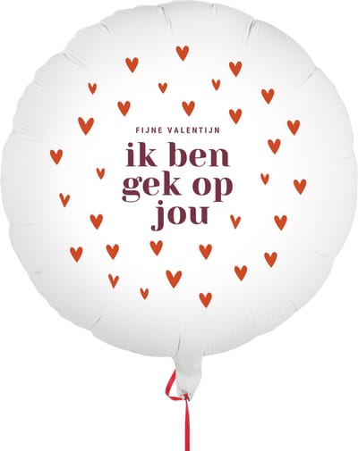 Hartjes Ballon met tekst - "Ik ben gek op jou" - ⌀55 cm Folieballon