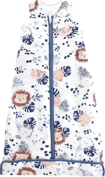 Mouwloos Babyslaapzak voor Peuters 2,5 TOG - Comfortabele Slaapzak van Natuurlijk Katoen - Instelbare Lengte, Zebraleeuw Motief - Geschikt voor het Hele Jaar