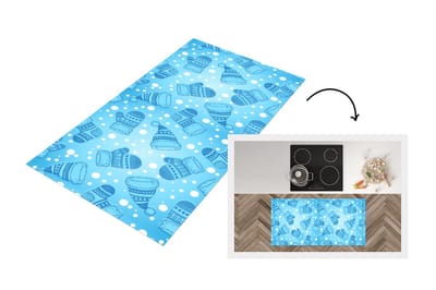 Keukenloper - Loper keuken - Handschoenen - Muts - Winter - Patronen - 120x60 cm - Keukenloper vinyl
