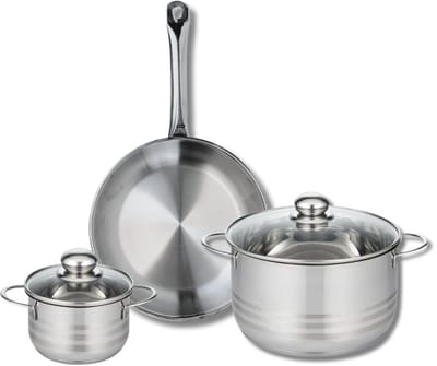 Set van 1 Koekenpan 28 cm en 2 kookpotten 14 en 24 cm Elo Profi Brillant