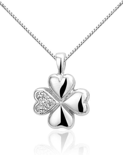 Montebello Ketting Klaver - 925 Zilver Gerhodineerd - 11x15mm - 45cm