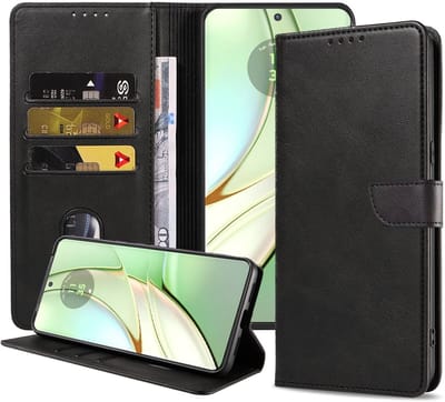 Geschikt voor Motorola Edge 40 Telefoonhoesje Kunstleer met Magnetisch lipje en Pasjeshouder Book Case met Klepje - Walletcase with Cardslot - Zwart - Smartphonica geschikt voor Motorola Edge 40