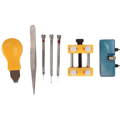7 pièces/ensemble Pinces à levier pour montre Tournevis Ouvre-boîtier de montre Kit de réparation de montre gray