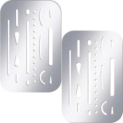 Set van 2 roestvrijstalen sjablonen voor pyrogravure en technische tekeningen - Ideaal voor kunstenaars en ontwerpers