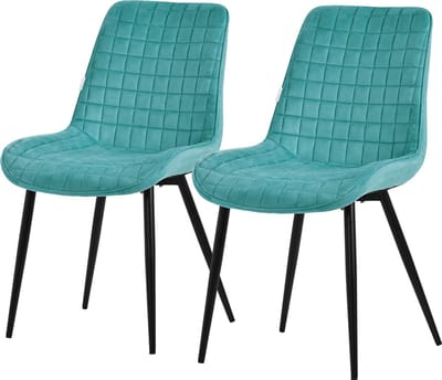 Eetkamerstoel set van 2 petrol met fluwelen bekleding en stalen poten Keukenstoel met rugleuning ML design