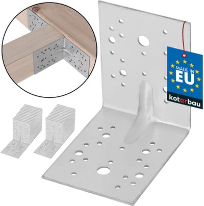 KOTARBAU® 25 Stuks Hoekverbinder, Verzinkt Staal, 130 x 130 x 100 mm, Zilver, Hoekanker Met Ril, Zware Hoekverbinding, Hoekijzer, Versterkingshoek, Montagehoek Voor Houtconstructies