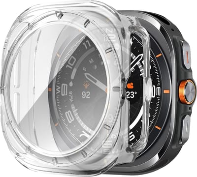 Bandz hard case met screen protector geschikt voor Samsung Galaxy Watch Ultra / Ultra 2025 - hoesje van polycarbonaat materiaal - Full cover case met screenprotector (transparant)