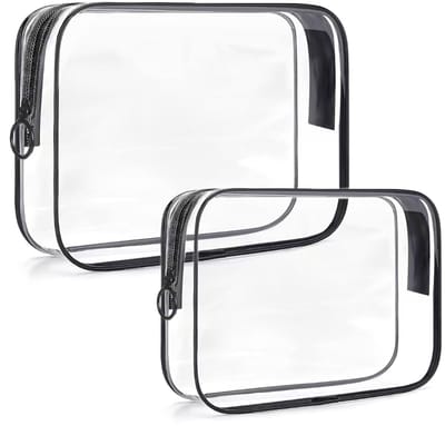 Transparante make-uptas, 2 pakjes met fsa goedgekeurde reis-make-uptas, quart size vrouwelijke transparante organizer tas, luchthaven luchtvaartmaatschappij compliance-pakket