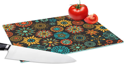 Glazen Snijplank - 28x20 - Bohemian - Vintage - Bloem - Flora - Snijplanken Glas