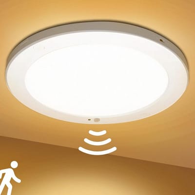 Ultra platte 18mm ronde plafondlamp met bewegingsmelder - 18 W - warmwit - voor binnen - halverlichting - kelder - balkon - gang