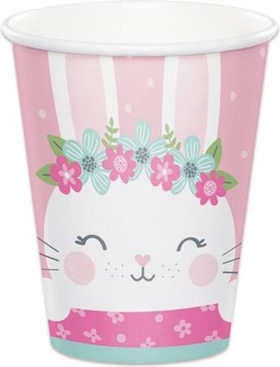 Roze Feestbekers Konijn (8st)