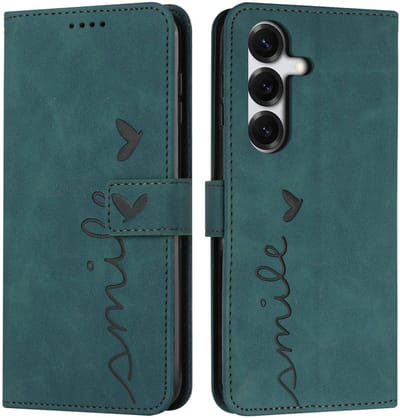 Coverup Hoesje - Geschikt voor Samsung Galaxy S26 Plus Hoesje - Coverup Smile Book Case - Groen