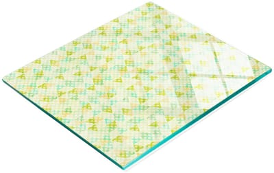 Stijlvol en duurzaam glazen bord met print van geometrische vormen, 60x52 cm