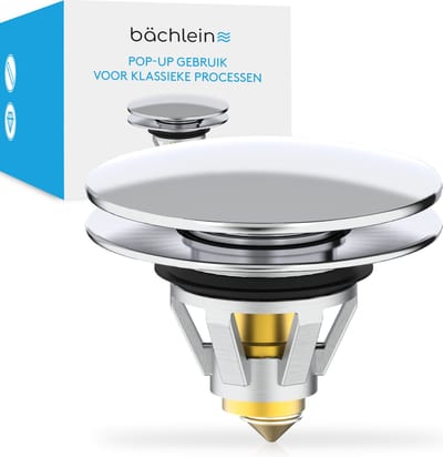 Bächlein Universele Pop-up Wastafelstop - Afvoerzeef in Chroom voor Wastafels - 40mm Afvoer Aflaatklepstop met Haarzeef