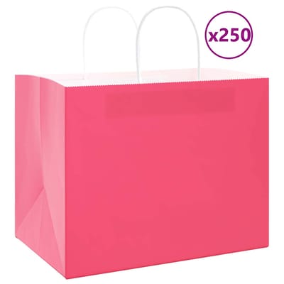 vidaXL - Papieren - zakken - 250 - st - met - hengsels - 32x22x24 - cm - roze