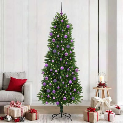 vidaXL - Kerstboom - met - 300 - LED - met - standaard - Groen - 240 - cm - PE