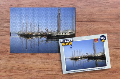 Puzzel Zeilboten in de haven van Harlingen in Friesland - Legpuzzel - Puzzel 500 stukjes