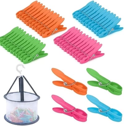 Kleurrijke Wasknijpers met Mand - Set van 48 Antislip Plastic Kledingknijpers voor Buitengebruik en Waslijn