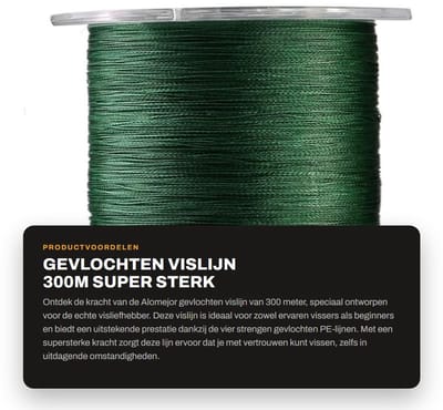 Dailygoods- Vislijn 300m - Gevlochten 4 Strengen - Super Sterk - Multifilament - Hoge Taaiheid - Weerstand Vermindering - Visdraad
