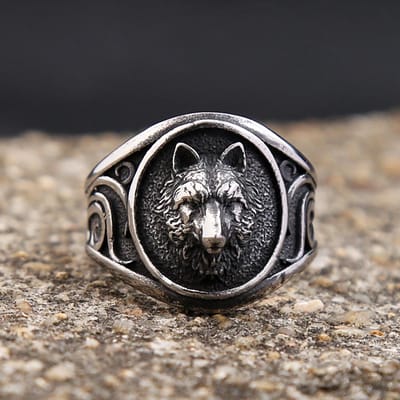 Nieuwe Creatieve Viking Wolfskop Ring Voor Mannen Vrouwen Punk Mode Roestvrij Staal Dierenringen Vintage Sieraden Cadeaus Dropshipping 7 gray