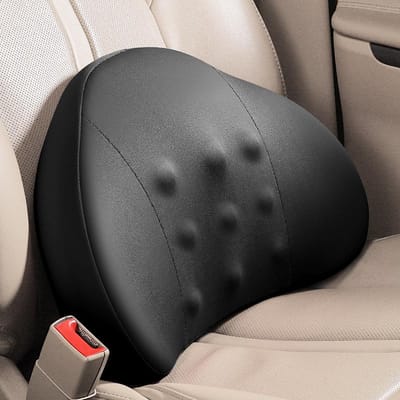 Nouveau Coussin de Dos en Mousse à Mémoire Neuf Perles pour Voiture Protection Lombaire Dossier Siège Conducteur Coussin Lombaire Voiture gray