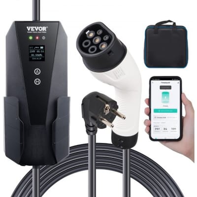 VEVOR Laadkabel Automatische EV-oplader met LCD-scherm 3,68 kW elektrische voertuigen EV-oplaadkabel Type 2 (IEC62196) Cee 7/7-stekker 16A 1-fase 8,6m
