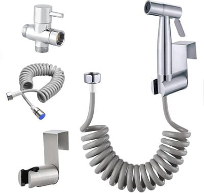 Dailygoods- Bidet-handdouche met 3-wegklep - Toiletdouche Sproeier - Roestvrij Staal - Douche voor Persoonlijke Hygiëne - Slang van 1,5 m - G1/2 Aansluiting