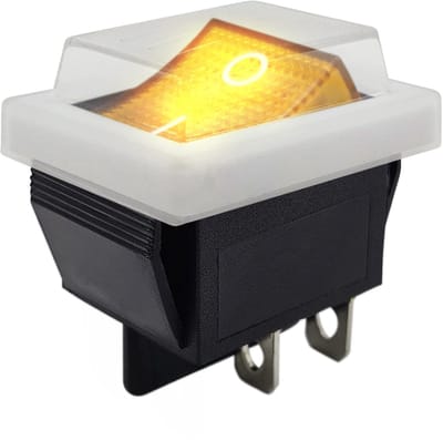 ProRide Wipschakelaar ON-OFF KCD4-202 - met Wit Beschermkapje - 2 Polig - 250V/16A - 30x22mm - Oranje met controlelampje