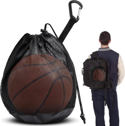 Draagbare en opvouwbare mesh balzak met trekkoord voor basketbal, volleybal en rugby accessoires voor buitensporten