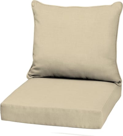 Diepe Zitkussenset - Tuinkussens - Buiten Zitten - Waterafstotend PFAS-vrij - 22 x 24 inch - Tan Leala
