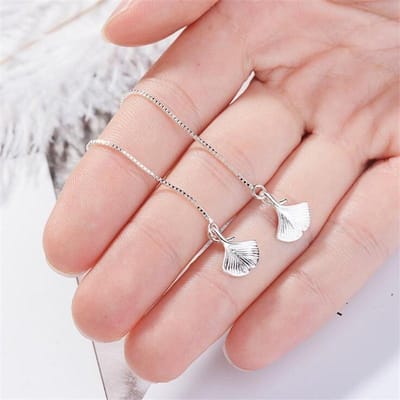 Boucles d'oreilles pendantes en argent sterling 925 pour femme, bijoux créatifs et littéraires, en forme de feuille de ginkgo, nouvelle collection Xze272 beige