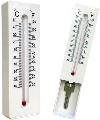 Verborgen Sleutel Thermometer - Buiten Sleutelkluis - Sleutel Veilig Opbergen - Dubbele Functionaliteit - 16.5 x 5.6 x 2.8 cm