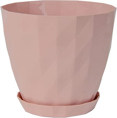 1+1 Sierpot roos Kristal design orchidee rond bloempotten bluche met schaal kruidenpot Ø 19 cm