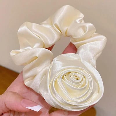 Roos Bloem Elastische Haarband voor Vrouwen Meisjes Koreaanse Haar Touw Strikken Bloem Scrunchie Paardenstaarthouder Haaraccessoires Cadeau