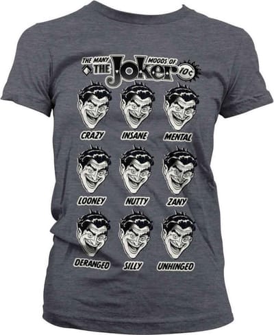 DC Comics Batman Dames Tshirt -S- The Many Moods Of The Joker Grijs