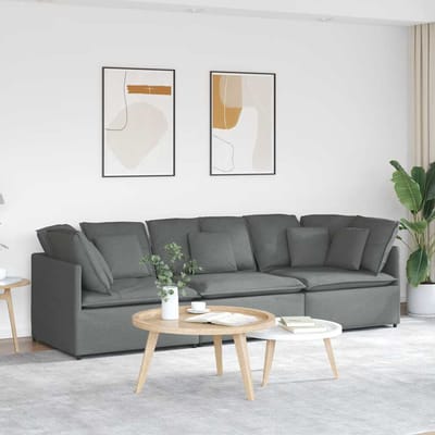 vidaXL - Modulaire - bank - met - kussens - stof - donkergrijs