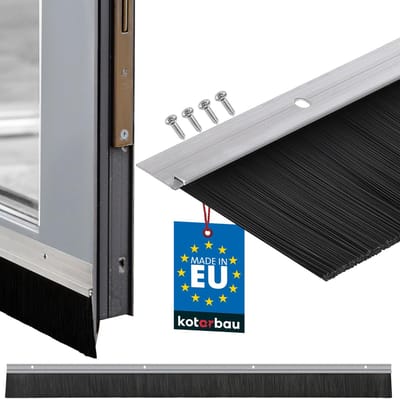 KOTARBAU® Deurborstel, Aluminium, 1 m, Zilver, 60 mm, Borstelafdichting, Tochtstrip met Borstel, Tochtstrip Onderkant Deur, Deurborstel Nylon, Deurstrip Tegen Ongedierte, met Schroeven
