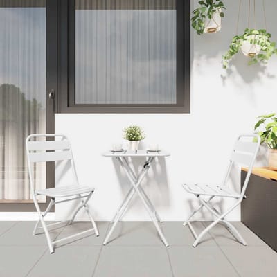vidaXL - Tuinstoel - Die - Opgevouwen - Kan - Worden - 2 - st - Wit - Gepoedercoat - staal
