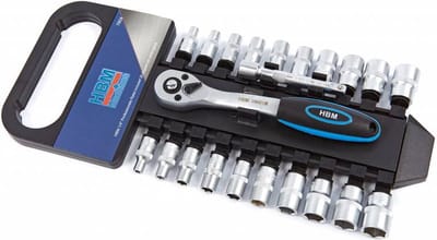 HBM 1/4 inch Professionele Ratel inclusief 20 doppen en verlengstuk