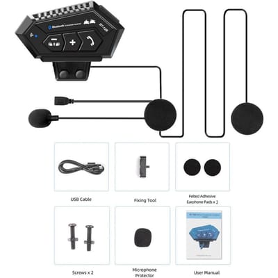 Motorfiets Intercom Helm Headset Stereo Bluetooth 5.4 Oortelefoon Draadloze Handsfree Microfoon Koptelefoon Muziekspeler Voor Motorrijder Helm Accessoires CHINA raket metallic kleur