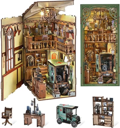 Miniatuur Boekenhoek - 3D Poppenhuis - Hobby Project - Inclusief LED - 22.86 cm - Niet gespecificeerd
