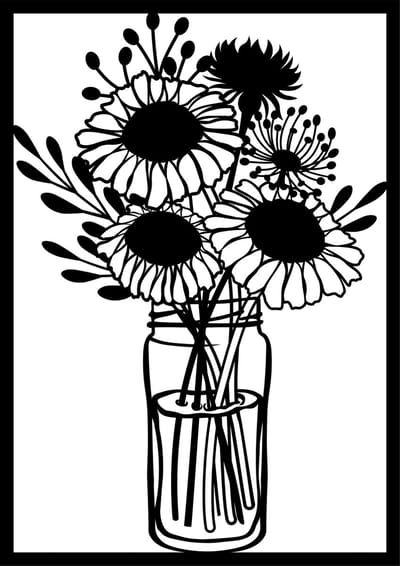 By WOOM - Framed A4 Bouquet of flowers - Wanddecoratie Hout - Muurdecoratie Hout - Wall Art - Home Decor - Gelaserde hout decoratie - Wall Panels