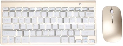 Dailygoody - Toetsenbord-muiscombinatie - Ergonomisch toetsenbord - Draadloos en ultradun - Goud - Geschikt voor notebook - 78 toetsen - Perfect voor